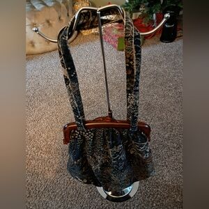 Vintage Carpet Bags Of America Floral Velvet Exterior Hobo Bag